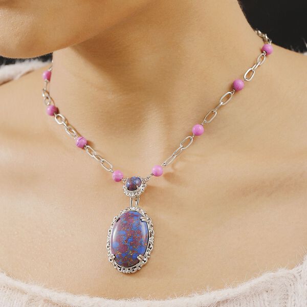 Lila Türkis Halskette, 45 cm - 38,81 ct. image number 2