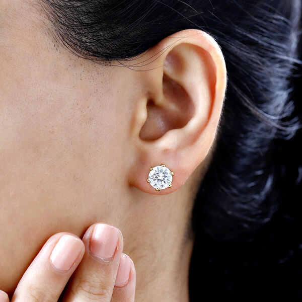 Moissanit Ohrringe, 925 Silber 750 Gelbgold Vermeil - 3,48 ct. image number 3