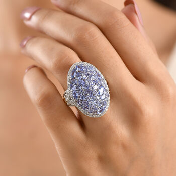D'Joy Tansanit und Zirkon zweifarbiger Ring - 6,51 ct.
