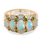 Natürlicher, äthiopischer Opal und Chromdiopsid-Ring, 925 Silber vergoldet (Größe 16.00) ca. 1,86 ct