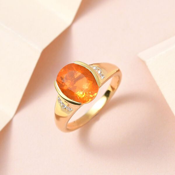 Brasilianischer Feueropal und Zirkon-Ring - 2,50 ct. image number 2