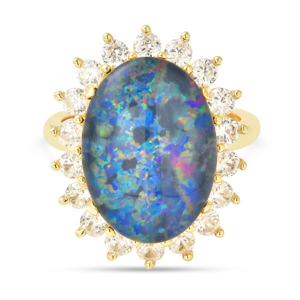 Boulder Opal Triplett und Zirkon-Ring - 8,90 ct.