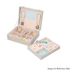 Schmuck Organizer mit Krokoprägung, Spiegel und Fächer, 23,5x18,5x8,5 cm, Hellgrau