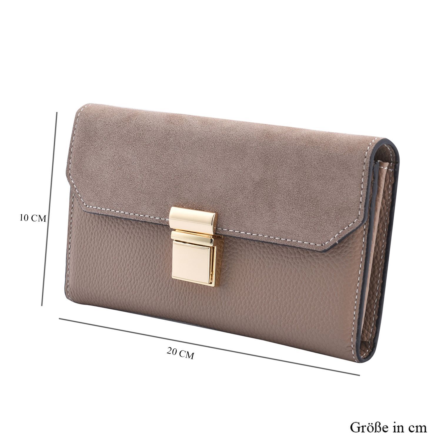 Clutch aus 100 echtem Leder mit RFID Schutz Aprikosenfarben