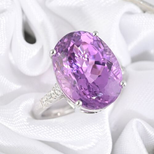 RHAPSODY zertifizierter und geprüfter AAAA Patroke Kunzit und VS Diamant-Ring- 12 ct. image number 1