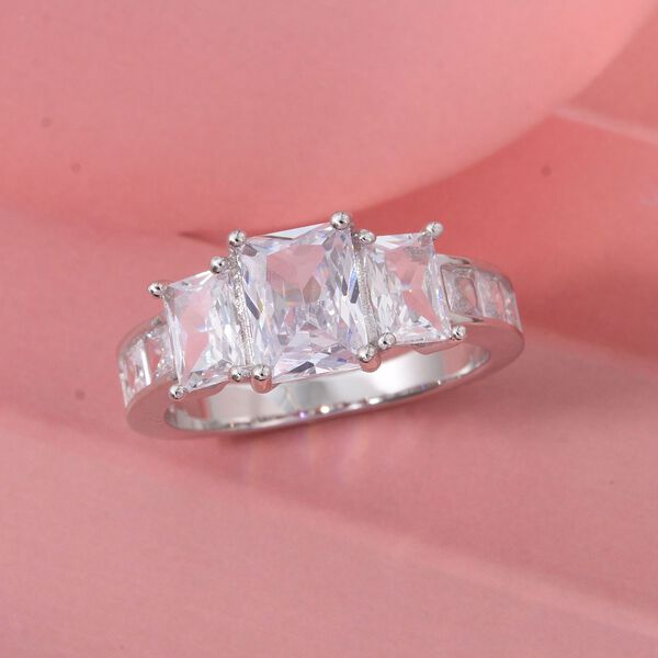 LUSTRO STELLA weißer Zirkonia Ring im Half-Eternity-Design image number 1