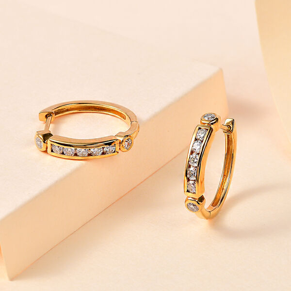 Moissanit Creolen, 925 Silber Gelbgold Vermeil - 0,84 ct. image number 2