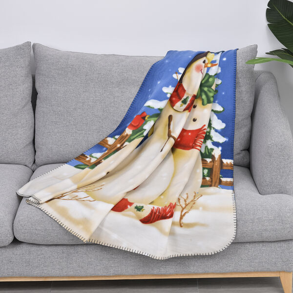 Superweiche Fleecedecke mit Schneemannsfeier Muster, Gr&ouml;&szlig;e 130x170 cm, Mehrfarbig image number 1