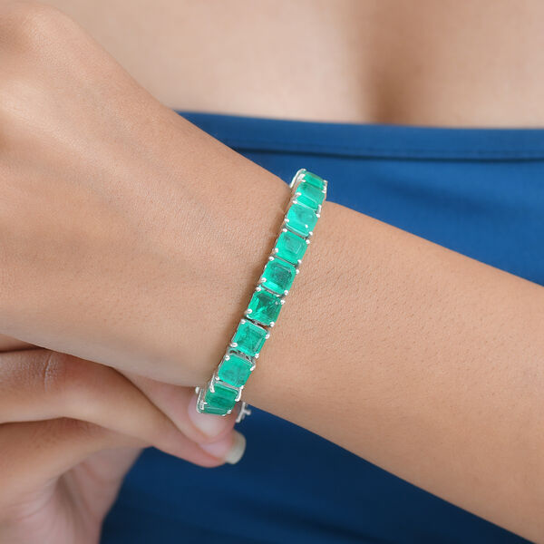 Smaragd-Quarz Triplette Armband ca. 18 cm 925 Silber Rhodiniert ca. 36,41 ct. image number 2