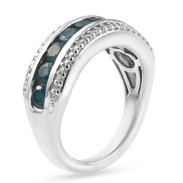 Blaugrüner Grandidierit und Zirkon Ring 925 Silber Platin-Überzug image number 2