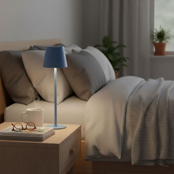 Wiederaufladbare, dimmbare Metall-Tischlampe, 11x38cm, Blau image number 2
