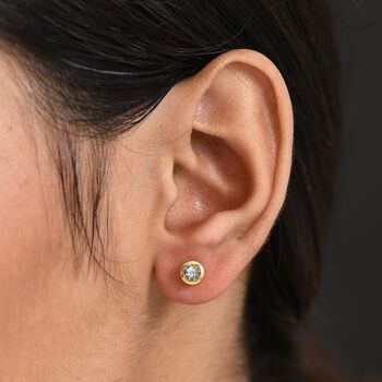 Aquamarin Ohrringe, 925 Silber 750 Gelbgold Vermeil - 0,51 ct.