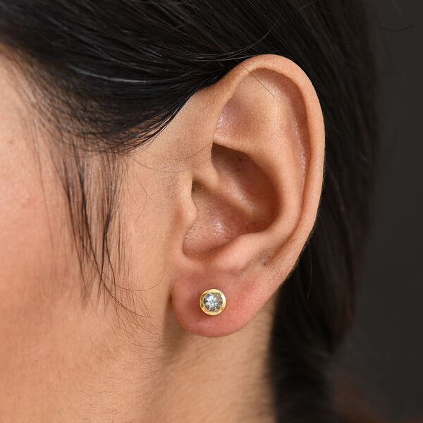 Aquamarin Ohrringe, 925 Silber 750 Gelbgold Vermeil - 0,51 ct. image number 3