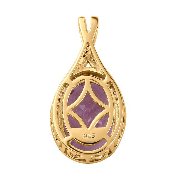 Rose de France Amethyst und wei&szlig;er Zirkon Anh&auml;nger mit Kette, 925 Silber vergoldet ca. 5.86 ct image number 5