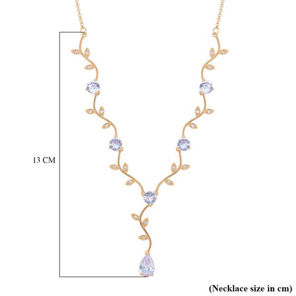 Glitzernde wei&szlig;e Kristall-Lariat-Halskette mit Bl&auml;ttern, ca. 50 cm Reines Messing image number 5