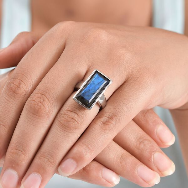 AAA Labradorit Ring, 316L Edelstahl (Gr&ouml;&szlig;e 19.00) ca. 11.88 ct image number 4