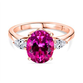 AAA Lab Grown Rosa Saphir, Lab Grown Diamant Ring 925 Silber 750 Roségold Vermeil (Größe 17.00) ca. 4.26 ct