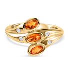 Salamanca Feueropal und weißer Zirkon-Ring, 925 Silber vergoldet (Größe 17.00) ca. 0,49 ct image number 0