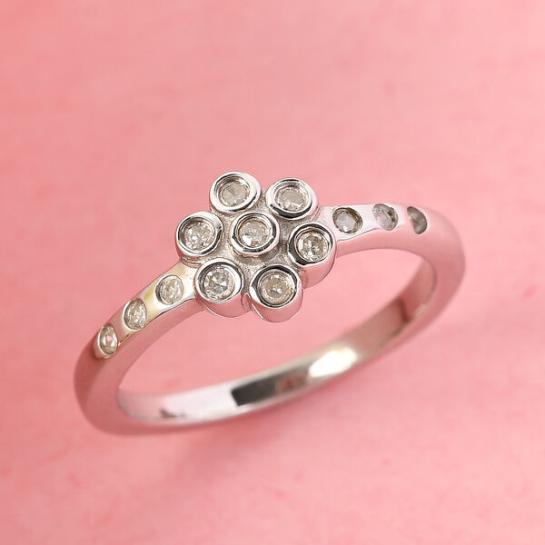 Weißer Diamant P Ring 925 Silber Platin-Überlagerung ca. 0,16 ct. image number 2