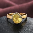 Handgearbeiteter Polki Gelber Diamant Fancy Solitär Ring 925 Silber 585 Vergoldet image number 1