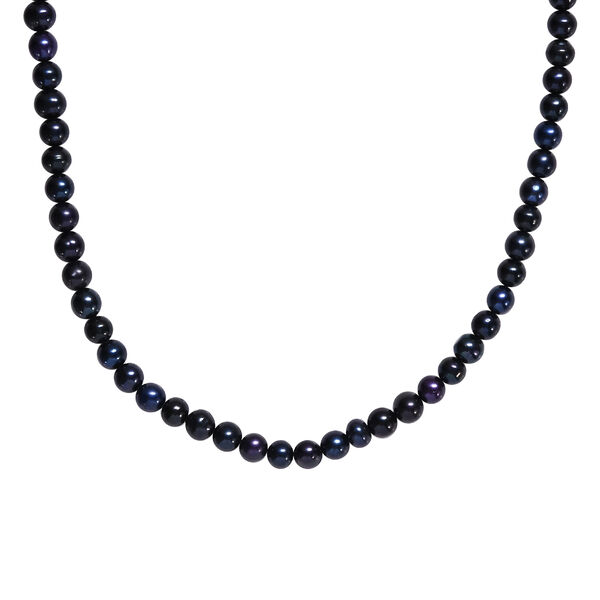 Blaue gef&auml;rbte S&uuml;&szlig;wasserperle Halskette, 70 cm