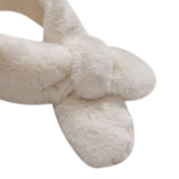 Flauschiger Kunst-Nerzpelz-Schlaufenschal, 89x11cm, Creme image number 3