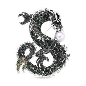 Kunststoff Perle, Mehrfarbiger Kristall Brosche Antik-silber-Plattierung