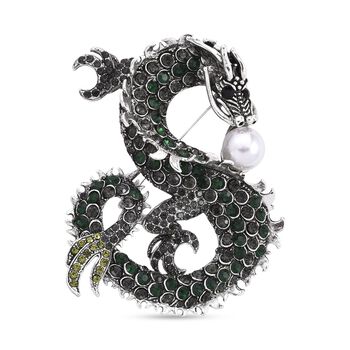 Kunststoff Perle, Mehrfarbiger Kristall Brosche Antik-silber-Plattierung