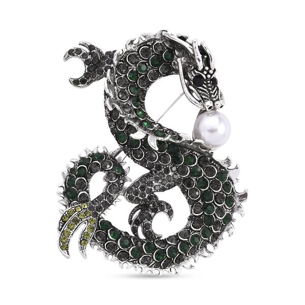 Kunststoff Perle, Mehrfarbiger Kristall Brosche Antik-silber-Plattierung