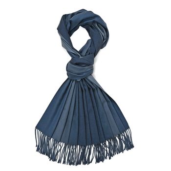 Eleganter Ombre-Schal mit Fransen, 68x180 cm, Nachtblau
