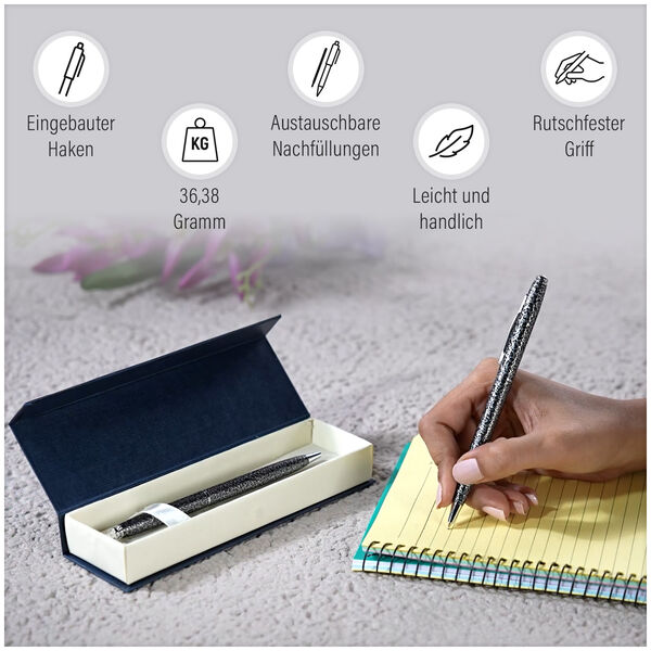 2er Set -  Kugelschreiber mit Kristall, metallic-grau image number 8