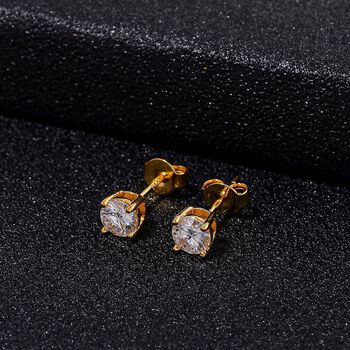 RADIANTA GRA zertifiziert Moissanit (D-VVS) Ohrringe 925 Silber 750 Gelbgold Vermeil ca. 0.89 ct