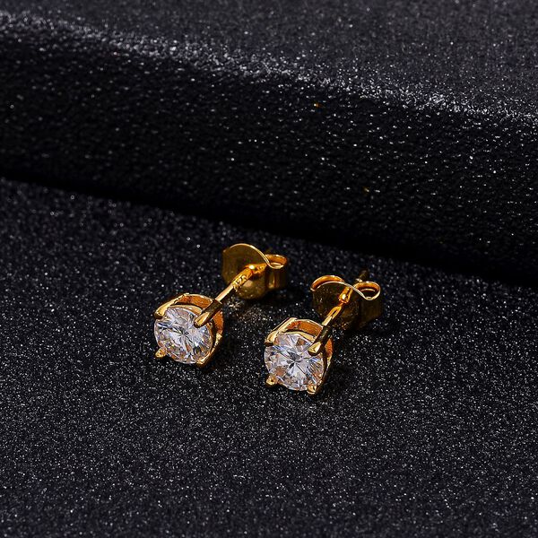 RADIANTA GRA zertifiziert Moissanit (D-VVS) Ohrringe 925 Silber 750 Gelbgold Vermeil ca. 0.89 ct image number 1