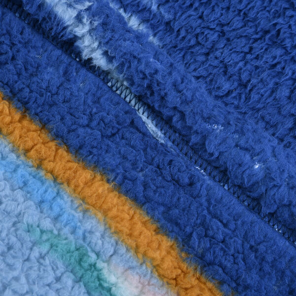 Sherpa Hoodie, Ikat Muster, dunkelblau image number 6