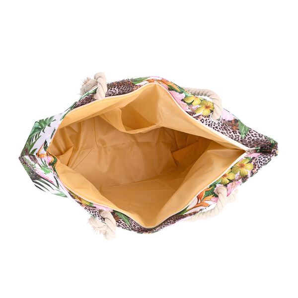 Handbemalte Tasche mit verstellbarem Kordelriemen, 50x17x38cm, Blumen mit Leopardenmuster image number 5