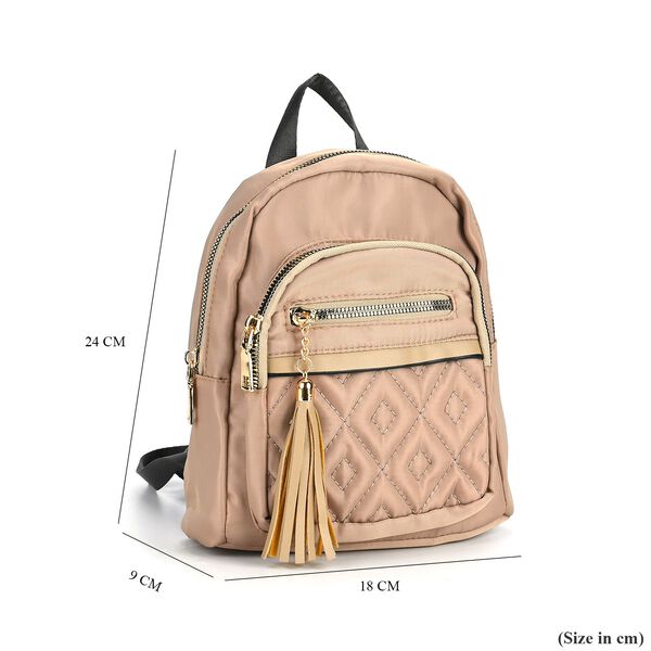 Moderner Kunstleder Rucksack in Steppoptik mit RFID-Schutz, Beige image number 5