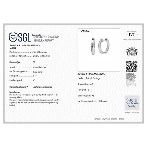 LUXURIANT SGL zertifizierte VS Labor Diamant Ohrringe - 1,05 ct. image number 8
