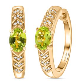 EVER TRUE Peridot, Weißer Zirkon Ohrringe Nickelfreies Messing, Goldfarben, ca. 1,76 ct.