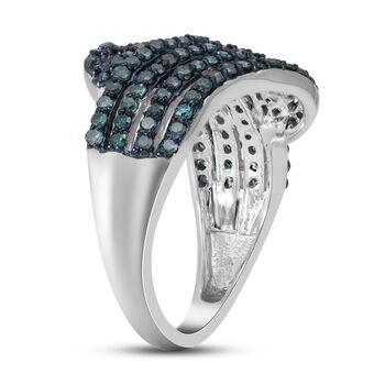 Blauer Diamant-Ring, 925 Silber platiniert  ca. 1,00 ct