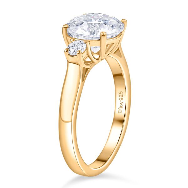 D'Joy 100 Facetten Moissanit Ring 925 Silber 750 Gelbgold Vermeil (Größe 19.00) ca. 2,80 ct image number 5
