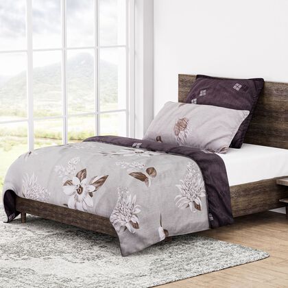 6-teiliges Bettw&auml;sche-Set - bedruckter Floralmuster, Mikrofaser, Bettbezug 135x200 cm (2 St&uuml;ck), Kissenbezug 40x80 cm (2 St&uuml;ck) und 80x80 cm (2 St&uuml;ck), beige