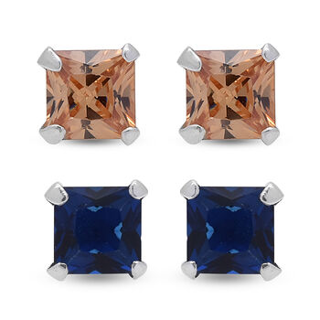 Champagner Zirkonia, Blauer Zirkonia Schmuckset   ca. 3,40 ct.