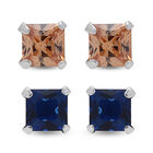 Champagner Zirkonia, Blauer Zirkonia Schmuckset ca. 3,40 ct.