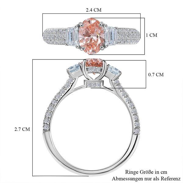 LUXURIANT VS rosa und VS-EF weißer Labor Diamant Ring in 950 Platin - 1,57 ct. image number 7