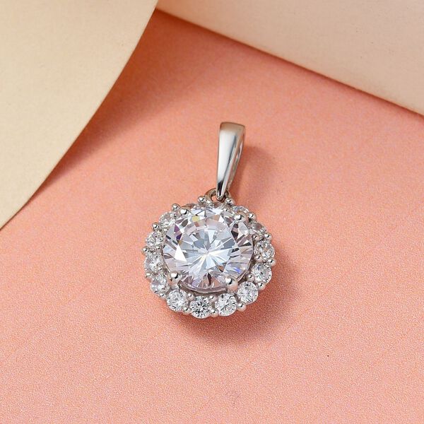 Wei&szlig;er Zirkonia-Anh&auml;nger, 925 Silber platiniert ca. 4,36 ct image number 2