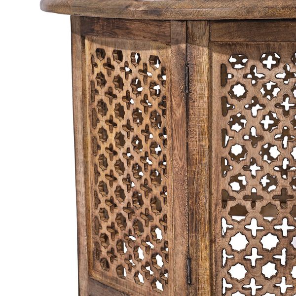 NAKKASHI Tisch Mangoholz handgeschnitzt sechseckig 68 x 68 x 49 cm Burnt-Finish image number 7