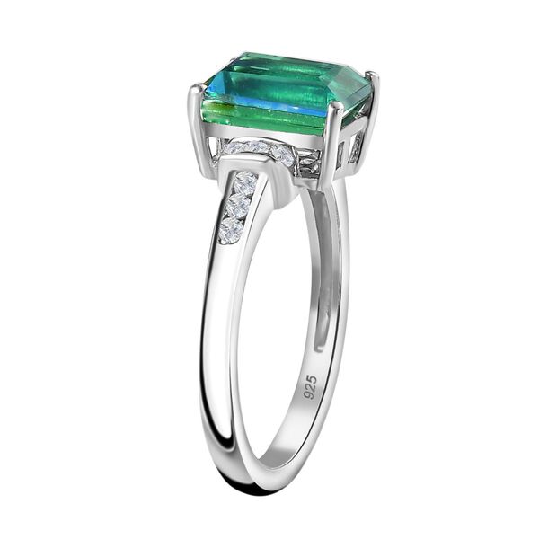 Pfau Quarz Triplette, Wei&szlig;er Zirkon Ring 925 Silber platiniert (Gr&ouml;&szlig;e 16.00) ca. 1,94 ct image number 5