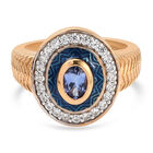 Tansanit und Zirkon Ring 925 Silber vergoldet  ca. 0,98 ct image number 0