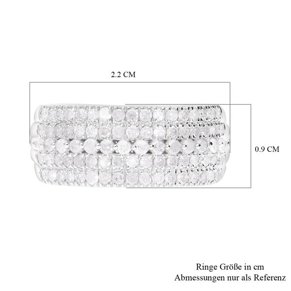 Wei&szlig;er Diamant Ring 925 Silber platiniert (Gr&ouml;&szlig;e 20.00) ca. 1.00 ct image number 4