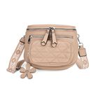 "Life style Color:Khaki /Profile:cross body bag wall(exterior):PU Lining(interior): polyester; Pockets(exterior):zipped-3,pocket-1; Pockets(interior):zipped-1,slid-1 Measurement:22*8*19 cm "